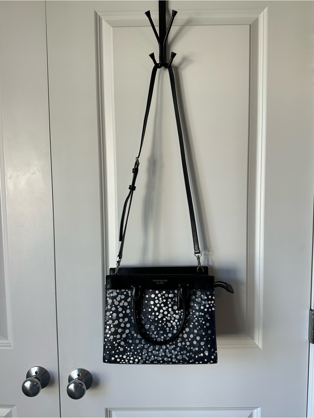 Kate Spade Cameron Soriee navy with white dots satchel bag
